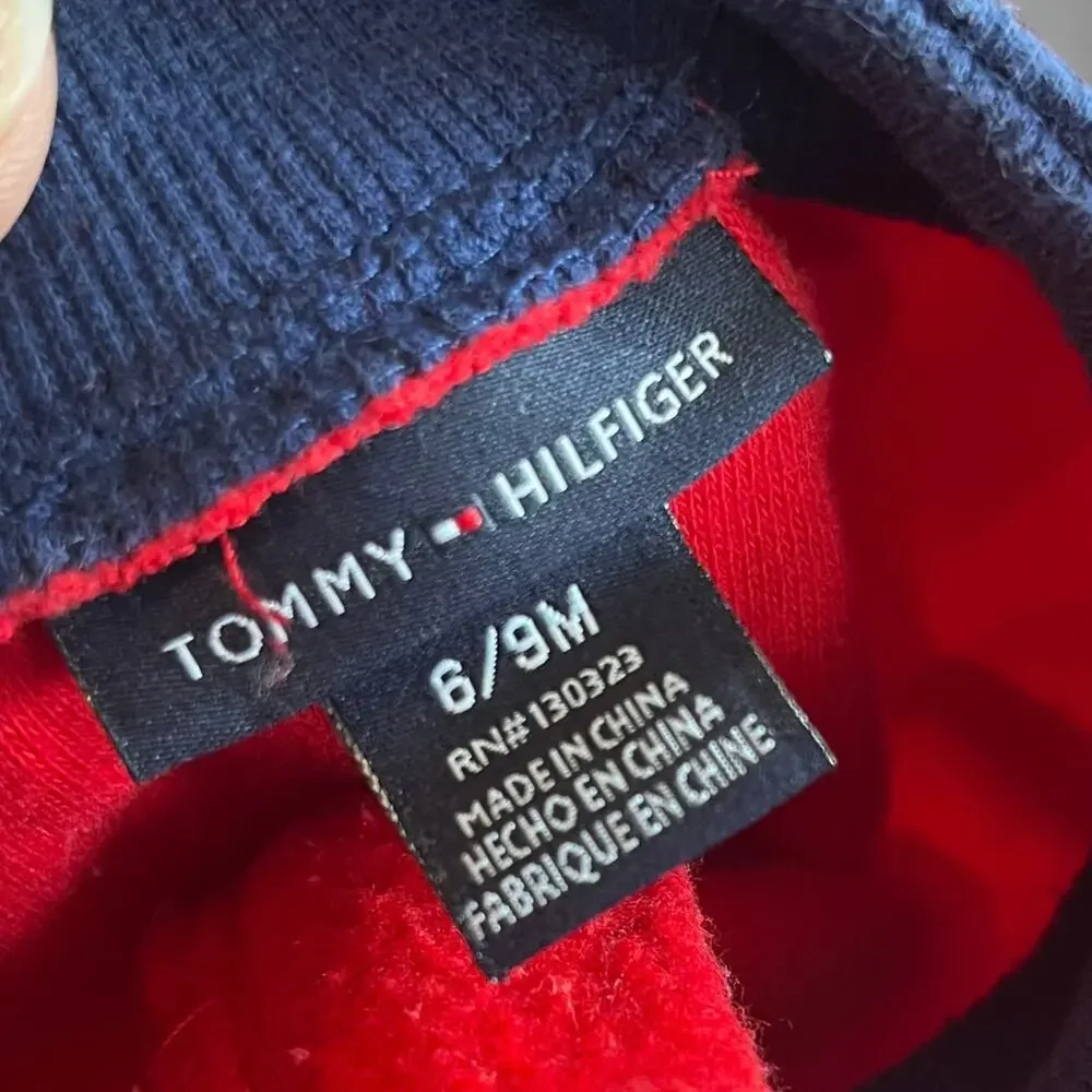 Tommy Hilfiger Baby 6/9m Zip Up Sweatsuit Preppy Academia Full Zip Joggers